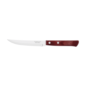 Docena de Cuchillos para Asado Tramontina con Lámina de Acero Inoxidable y Mango de Madera Tratada Polywood Rojo 5"