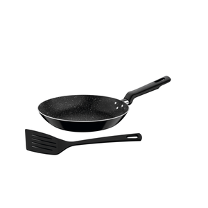 Sartén Tramontina en Aluminio con Revestimiento Interno con Antiadherente Starflon Max y Externo Siliconado Negro con Espátula de 20 cm 0,8 L