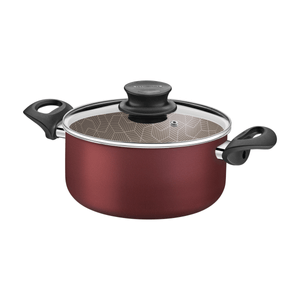 Cacerola Tramontina Paris en Aluminio con Revestimiento Interno y Externo Antiadherente Starflon Max Rojo con Tapa de Vidrio 24 cm 4,9 L