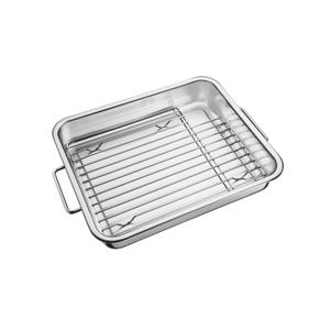Fuente para hornear Tramontina Service de acero inoxidable con parrilla 34 x 28 cm 4,6 L
