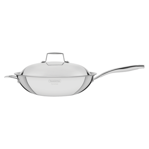 Wok Tramontina Grano de acero inoxidable cuerpo triple con tapa  mango 32 cm 5,2 L