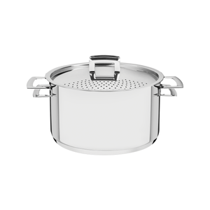 Olla para spaghetti Brava de acero inoxidable con fondo triple, tapa y asas de 24 cm y 6,1 l Tramontina