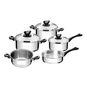 Juego de Ollas Tramontina Solar Baquelita de acero inoxidable fondo triple con mangos y asas de baquelita 8 piezas