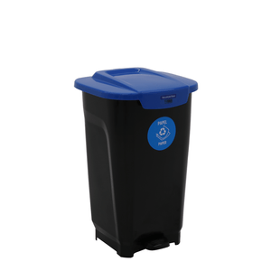 Basurero Tramontina T-Force Recolección Selectiva Papel en Polipropileno Negro y Azul 50 L