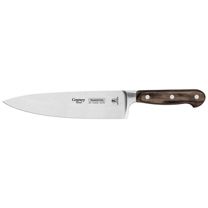 Cuchillo Chef Tramontina Century Wood con Lámina de Acero Inoxidable y Mango de Madera Tratada Castaño 8"