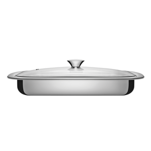 Fuente para hornear Cosmos rectangular de acero inoxidable con tapa de vidrio de 43 cm Tramontina 4 L