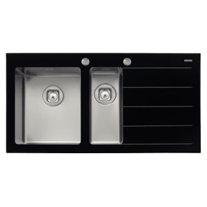 Lavadero de empotrar Tramontina Vitra 1.5C 34 en vidrio templado 100x52 cm