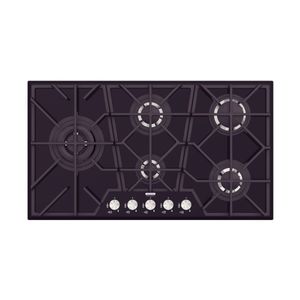 Placa de Cocción de Gas Tramontina Design Collection Penta Glass Full 5 GG B 90 en Vidrio Templado y Rejillas de Hierro Fundido