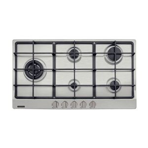 Cooktop gas Tramontina en acero inoxidable con 5 quemadores y rejillas de hierro fundido