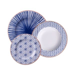 Juego de Platos Tramontina Abstratta en Porcelana Decorada 12 Piezas