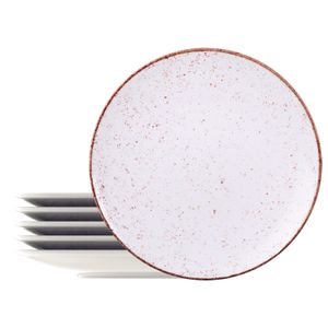 Kit Plato Raso Tramontina Rústico Marrón en Porcelana Decorada 28 cm 06 Piezas