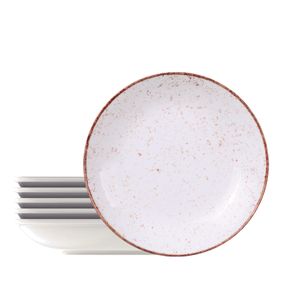 Kit Plato Hondo Tramontina Rústico Marron en Porcelana Decorada 22 cm 06 Piezas