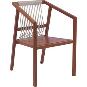 Silla Tramontina Lanati de Madera de Jatoba FSC con Apoyabrazos y Respaldo de Cuerdas