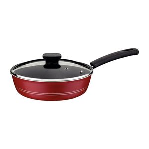 Sartén Honda Tramontina con Tapa Sicília en Aluminio con Revestimiento Interno y Externo en Antiadherente Starflon Excellent Rojo 24 cm 2,5 L