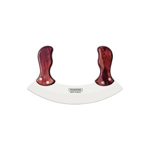 Mezzaluna Tramontina Polywood con Lámina de Acero Inoxidable y Mangos de Madera Tratada Rojo