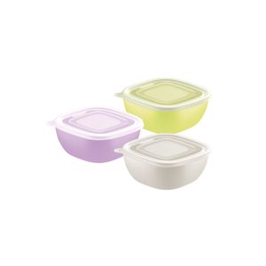 Juego de Potes Tramontina MixColor de Polipropileno de Mezclado con Tapa Transparente 600 ml 03 Piezas