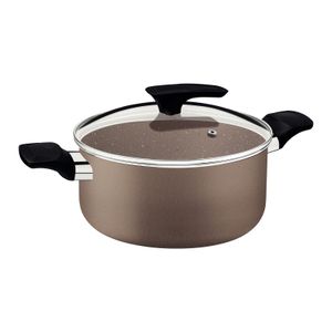 Cacerola Tramontina Milazzo en Aluminio con Revestimiento Interno y Externo en Antiadherente Starflon Max Almendra 28 cm
