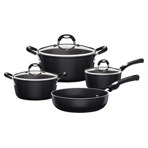 Juego de Ollas Mônaco Induction en Aluminio con Revestimiento Interno y Externo Antiadherente Starflon Premium Negro 7 Piezas