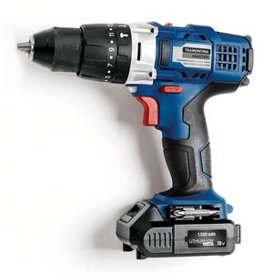 Atornillador/taladro Tramontina MASTER a batería de iones de litio para uso profesional, 18 V, con velocidad variable, sistema de reversión y maleta.