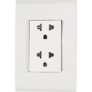 Conjunto 4x2 con 2 Enchufes 2P+T Tramontina 10-15 A 250 V Liz Blanco