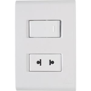 Interruptor 10 A 250 V y Enchufe 2P 10-15 A 250 V Tramontina Liz Blanco