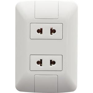 Conjunto 4x2 con 2 Tomacorrientes 2P+T Universal Tramontina Aria 15 A - 16 A 250 V Blanco
