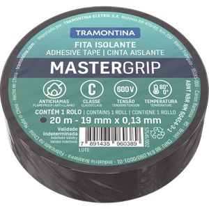 Cinta Aislante Clase C 0,13 x 19 mm Tramontina Negro 20 m