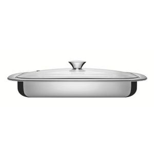 Fuente para hornear Cosmos rectangular de acero inoxidable con tapa de vidrio de 43 cm Tramontina 4 L