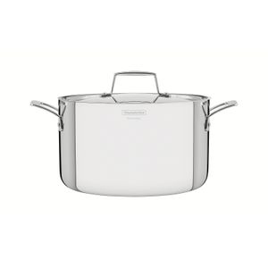 Cacerola Tramontina Grano honda de acero inoxidable cuerpo triple con tapa y asas 20 cm 3,8 L
