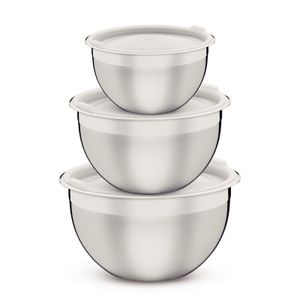 Juego de potes Tramontina Cucina de acero inoxidable con tapa plástica, 3 piezas