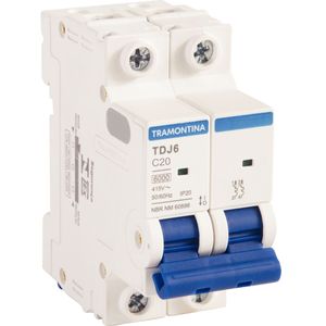 Mini disyuntor TDJ6 2 P 20 A 6 kA curva C Tramontina
