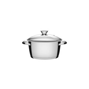 Cacerola honda Allegra de acero inoxidable con fondo triple y tapa de vidrio de 16 cm y 1,5 l Tramontina