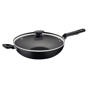 Wok Tramontina Loreto de Aluminio con Revestimiento Interno Antiadherente Starflon Max con Tapa de Vidrio, 28 cm y 3,3 l