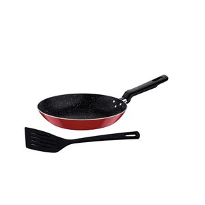 Sartén Tramontina en Aluminio con Revestimiento Interno con Antiadherente Starflon Max y Externo Siliconado Rojo con Espátula 20 cm 0,8 L