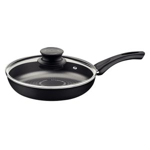 Sartén Recta Tramontina Paris+ en Aluminio con Revestimiento Interno y Externo en Antiadherente Starflon Excellent Negro con Tapa 26 cm 2,3 L