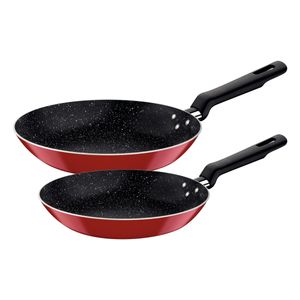 Juego de Sartenes Tramontina en Aluminio con Revestimiento Interno de Antiadherente Starflon Max y Externo Siliconado Rojo 02 Piezas