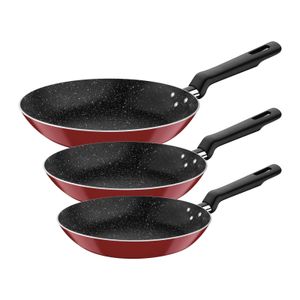 Juego de Sartenes Tramontina en Aluminio con Revestimiento Interno con Starflon Max y Externo Siliconado Rojo de 3 Piezas