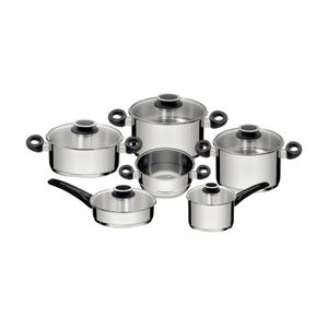 Juego de Ollas Tramontina New Solar Baquelita de acero inoxidable fondo triple con mangos y asas de baquelita 11 piezas