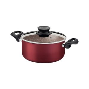 Cacerola Tramontina Paris en Aluminio con Revestimiento Interno y Externo Antiadherente Starflon Max Rojo con Tapa de Vidrio 20 cm 2,9 L