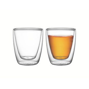 Juego de tazas para té y café Service de vidrio doble sin asas de 2 piezas  Tramontina